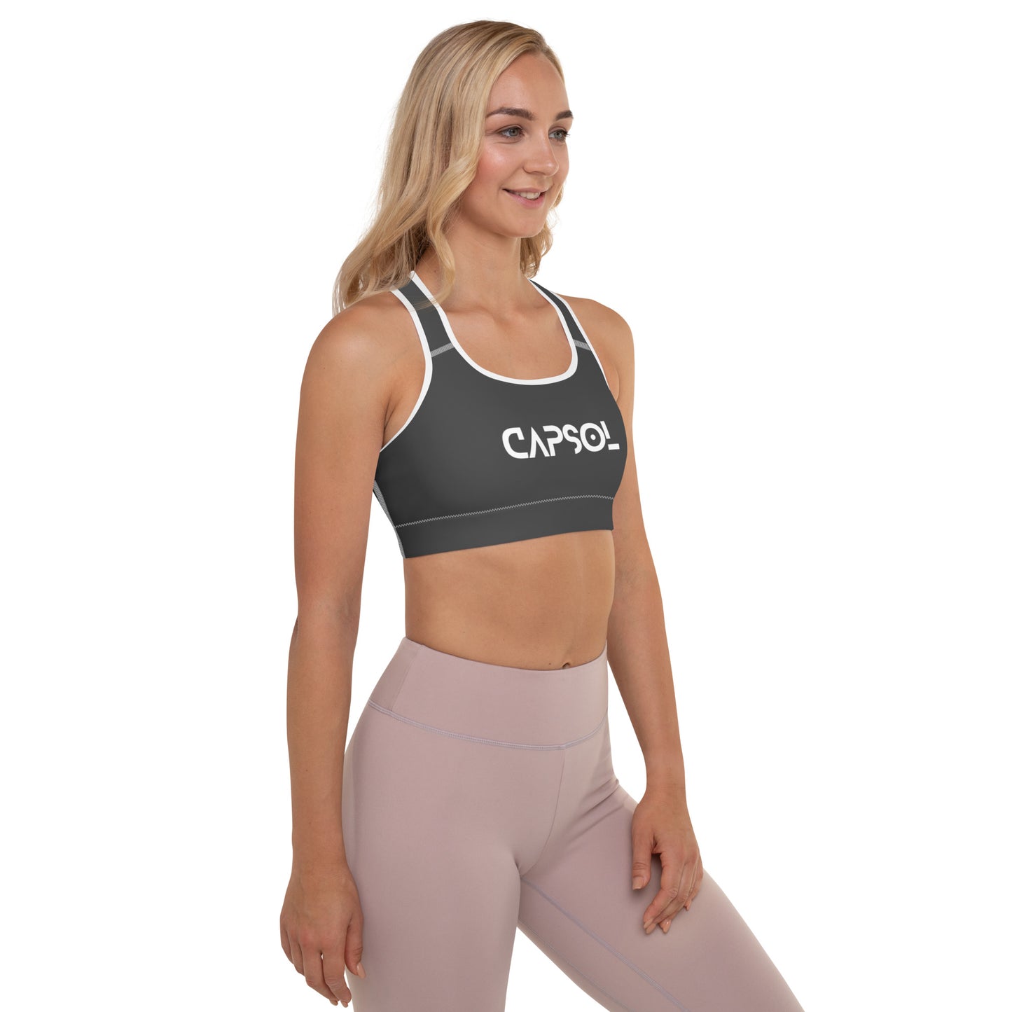 Eclipse - CapSol (front) / Whatever it takes (back) - white text - Padded Sports Bra