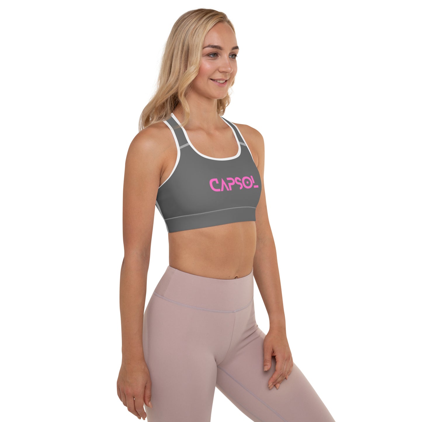 Zambezi - CapSol (front) / Whatever it takes (back) - pink text - Padded Sports Bra