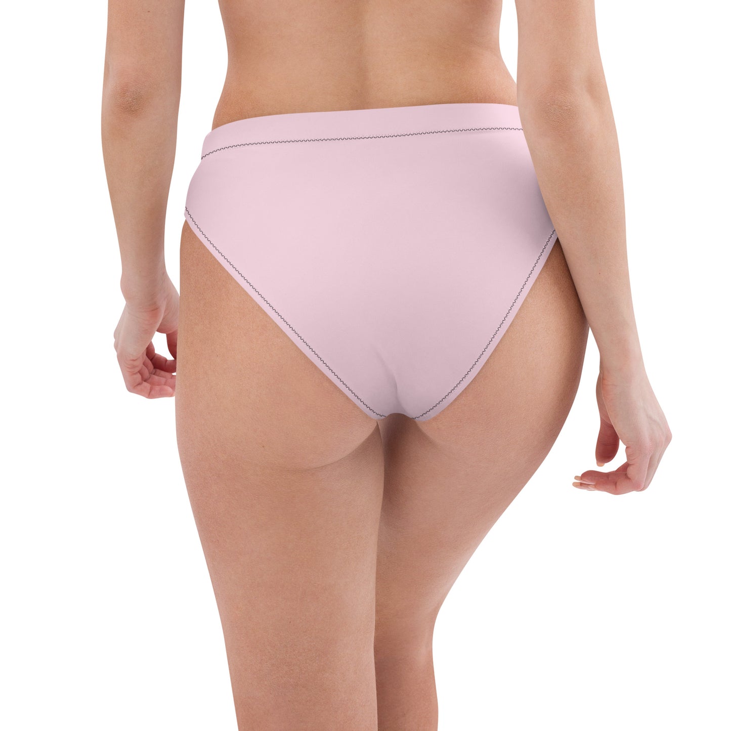 Light Pink - black text - high-waisted bikini bottom