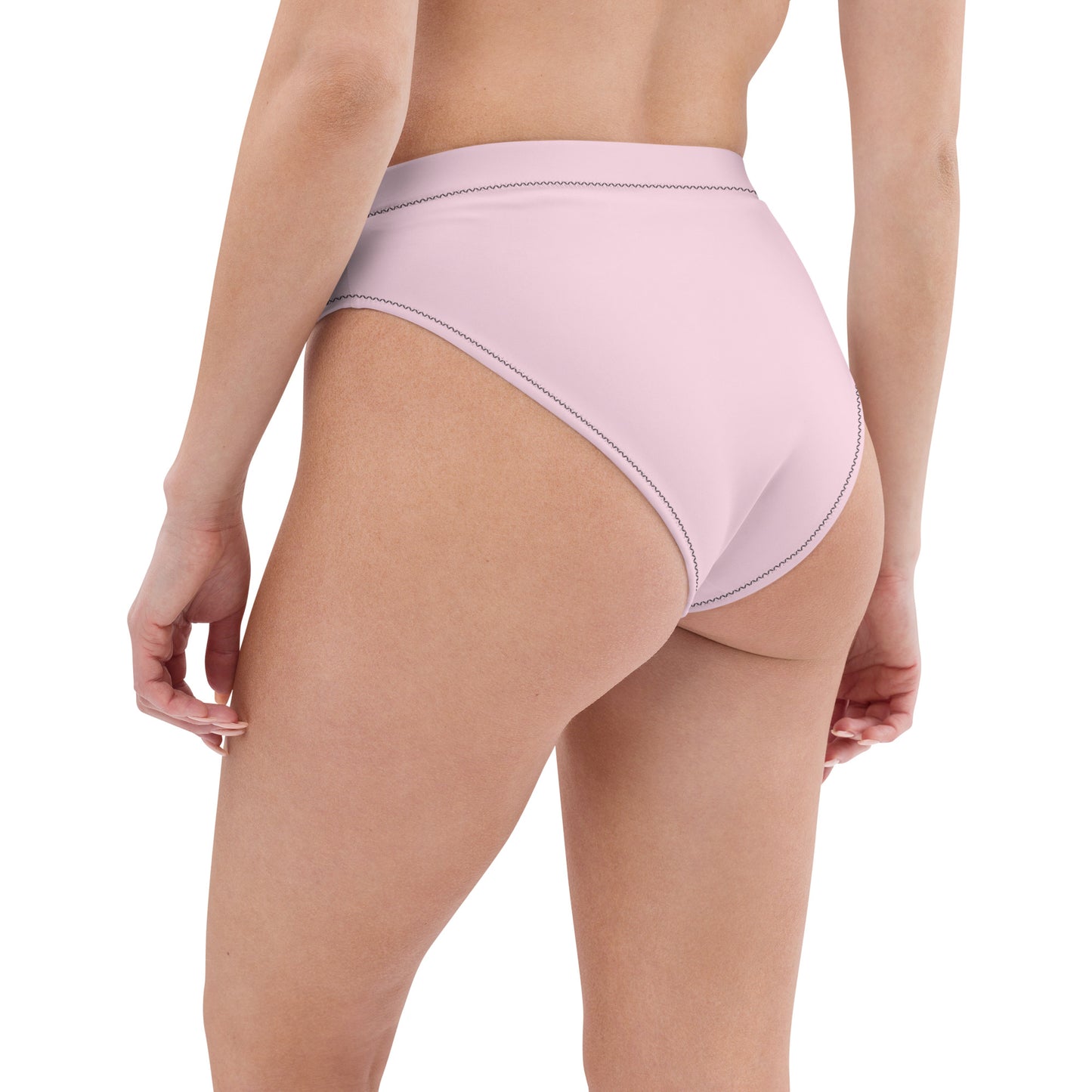 Light Pink - black text - high-waisted bikini bottom