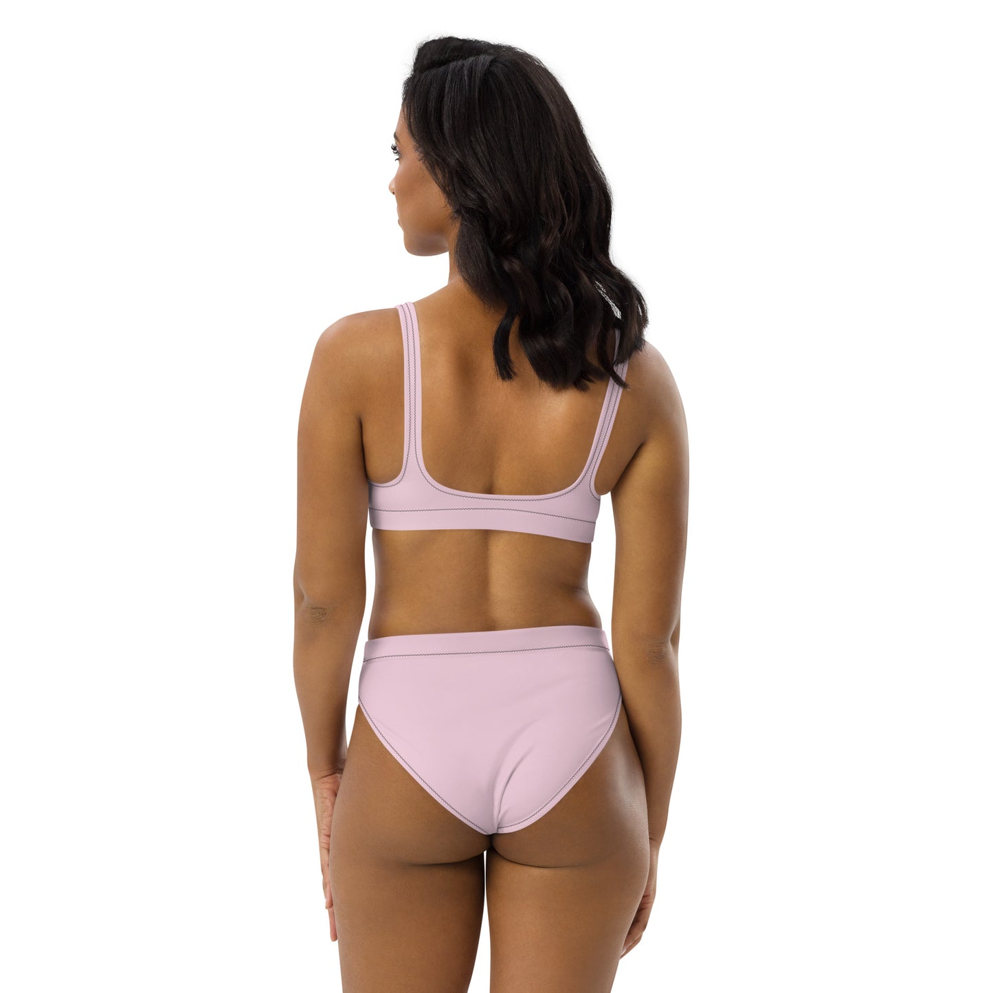 Light Pink - front left - black text - high-waisted bikini