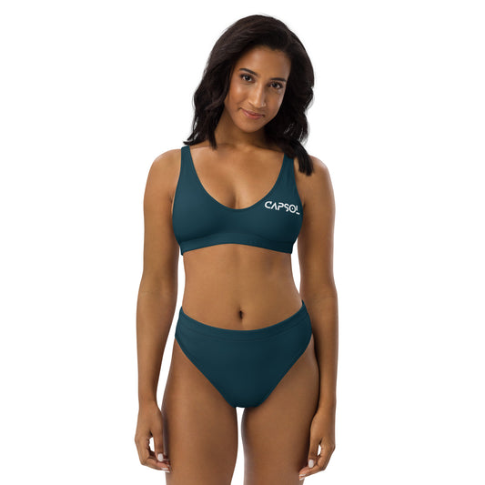 Blue Whale - front left - white text - high-waisted bikini