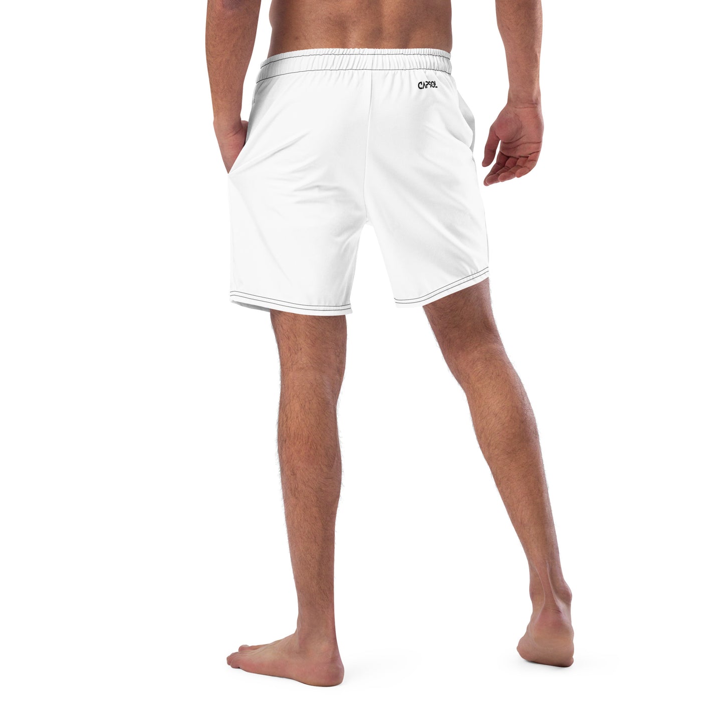 White - black text - Swim trunks