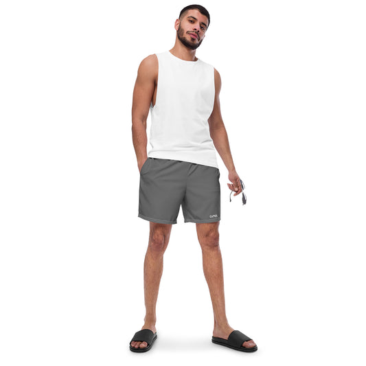 Grey - white text - Swim trunks