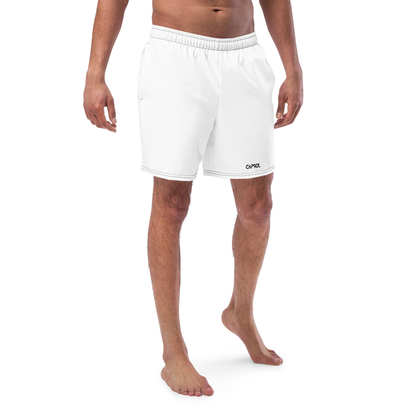 White - black text - Swim trunks