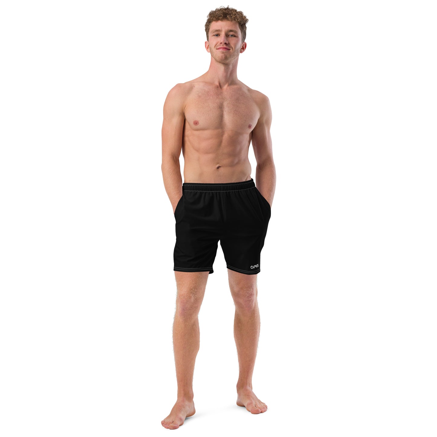 Black - white text - Swim trunks
