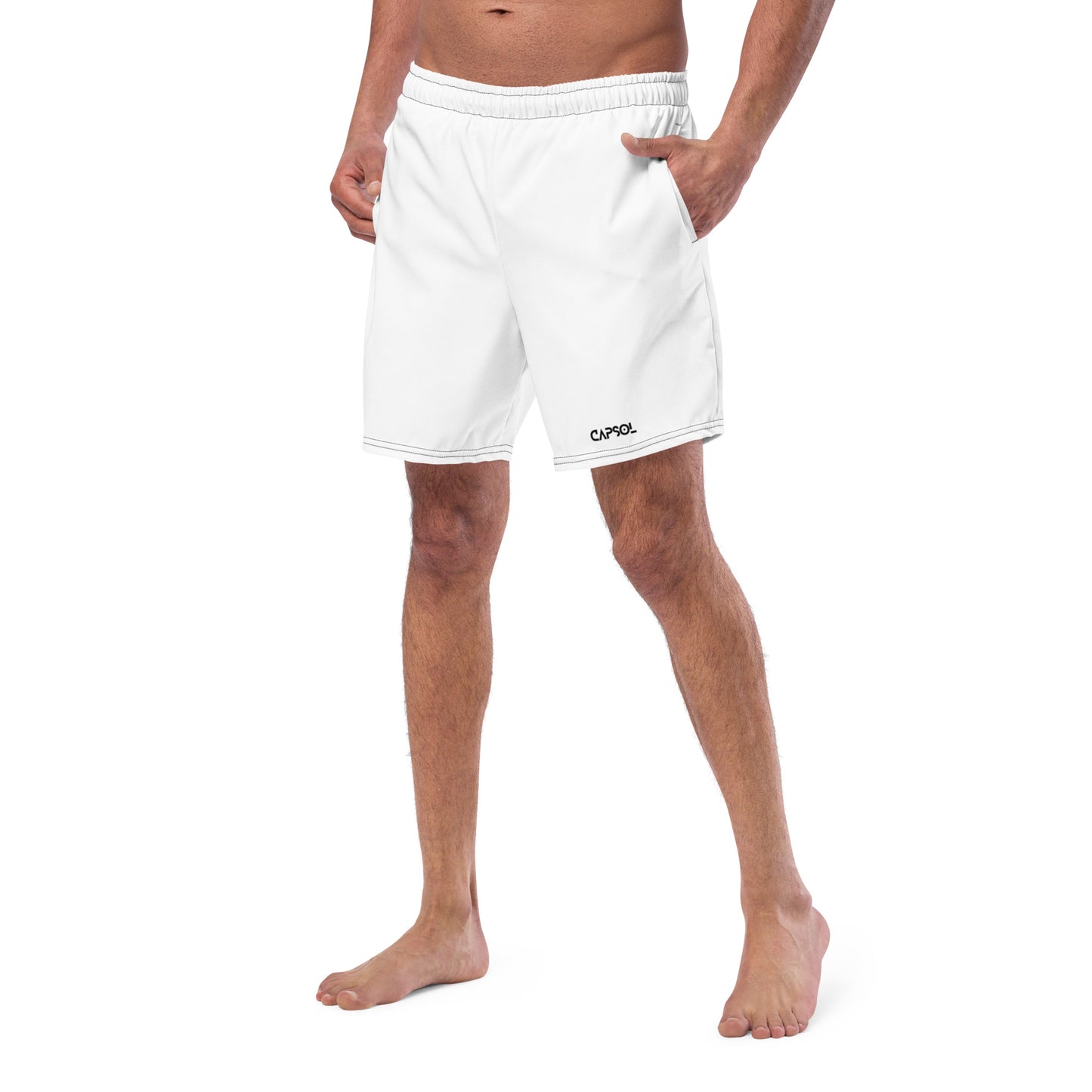 White - black text - Swim trunks