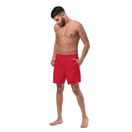 Red - black text - Swim trunks