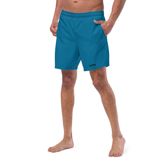 Cerulean - black text - Swim trunks