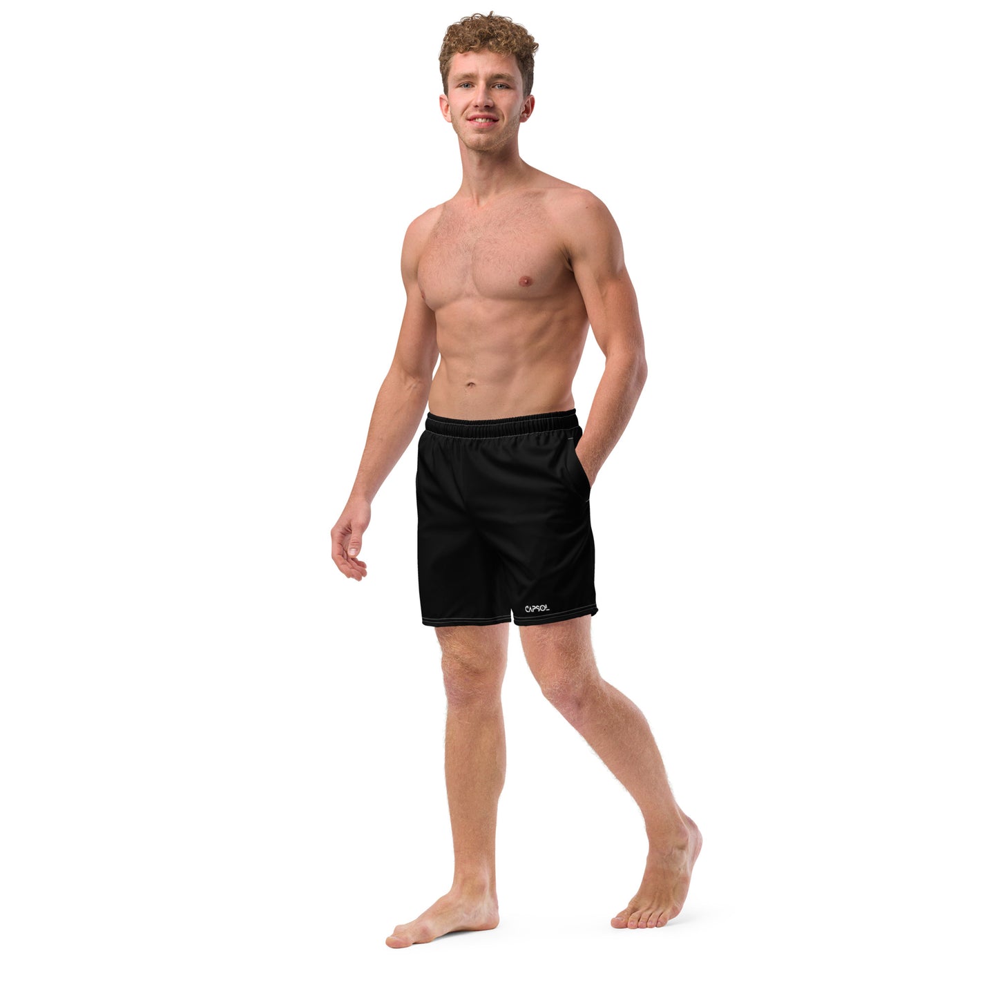 Black - white text - Swim trunks