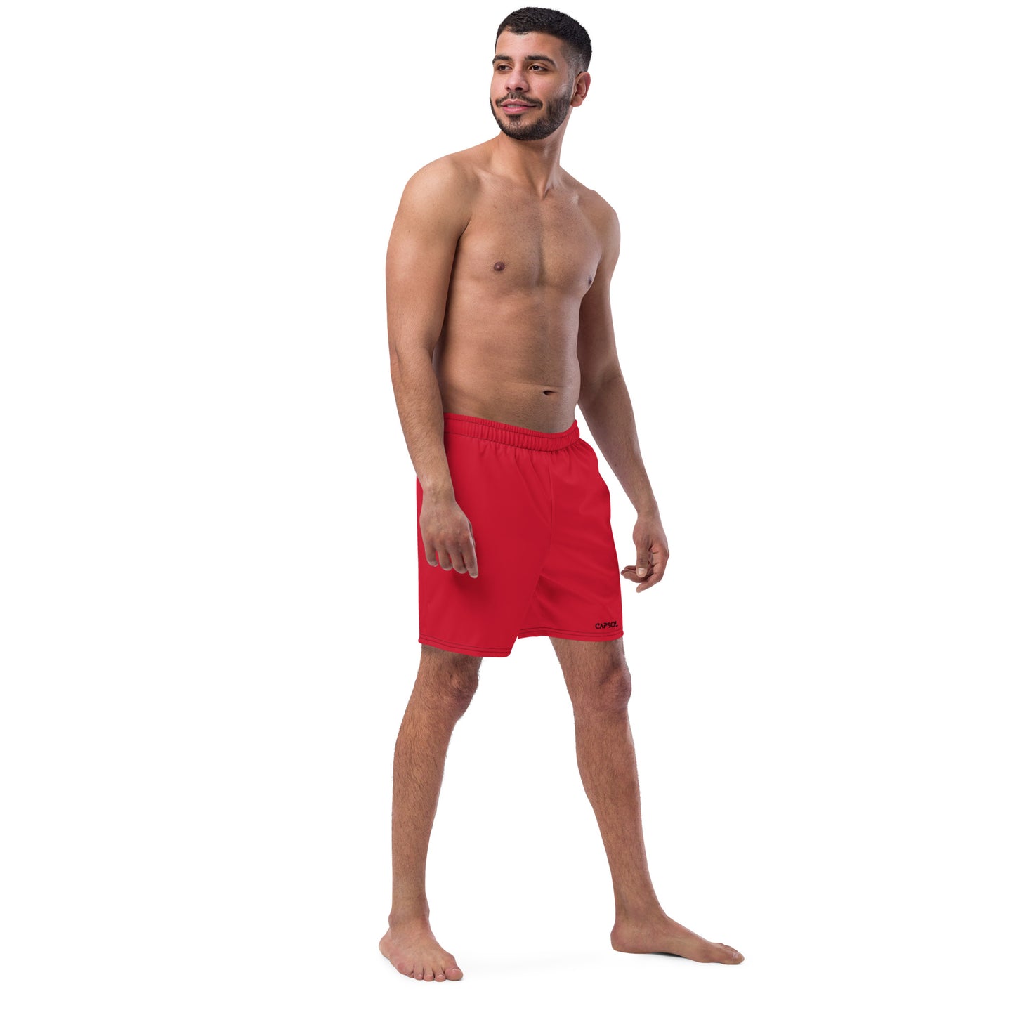 Red - black text - Swim trunks