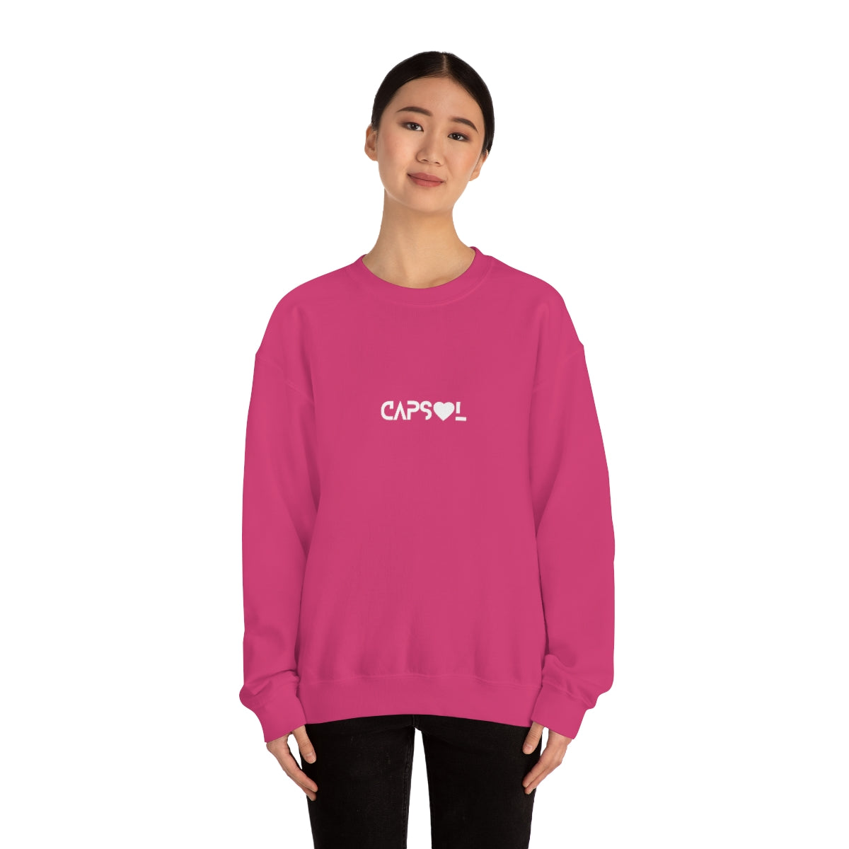 CapSol (front) - white text - VDAY - Unisex Heavy Blend™ Crewneck Sweatshirt