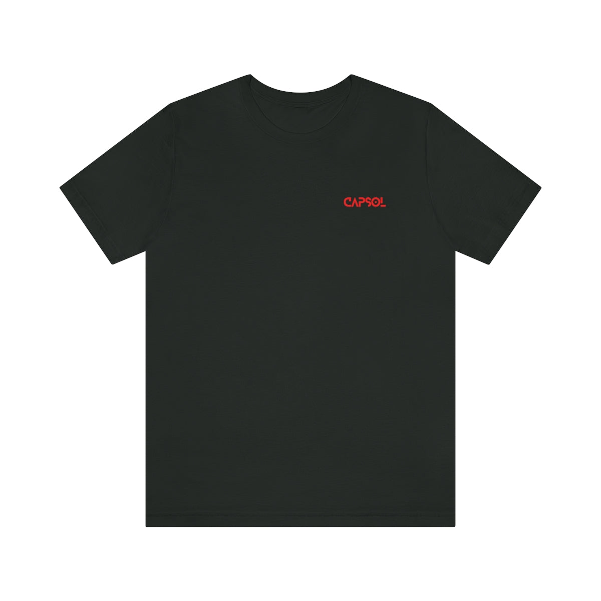 CapSol (front left) - bright red text - Jersey Short Sleeve Tee