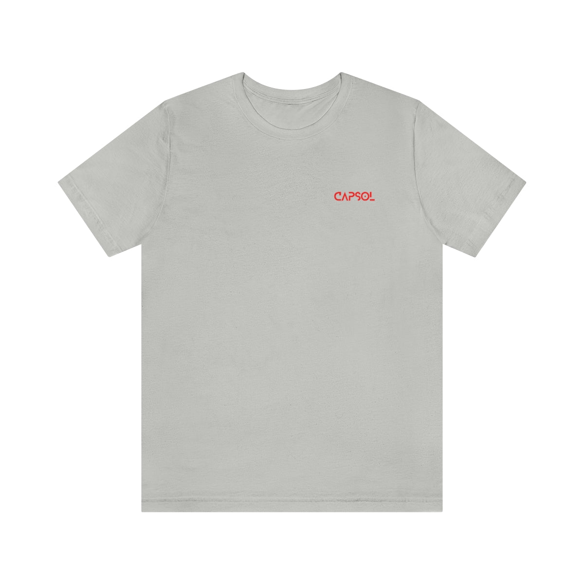 CapSol (front left) - bright red text - Jersey Short Sleeve Tee