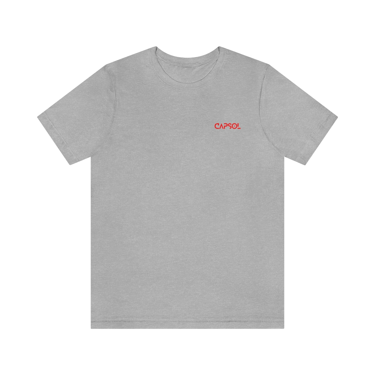 CapSol (front left) - bright red text - Jersey Short Sleeve Tee