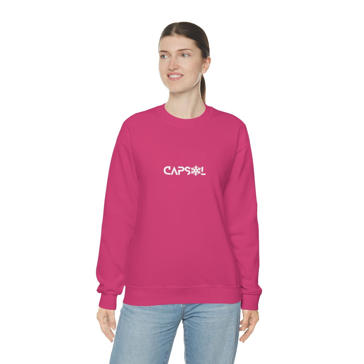 CapSol (front) - white text - SNOWFLAKE - Unisex Heavy Blend™ Crewneck Sweatshirt