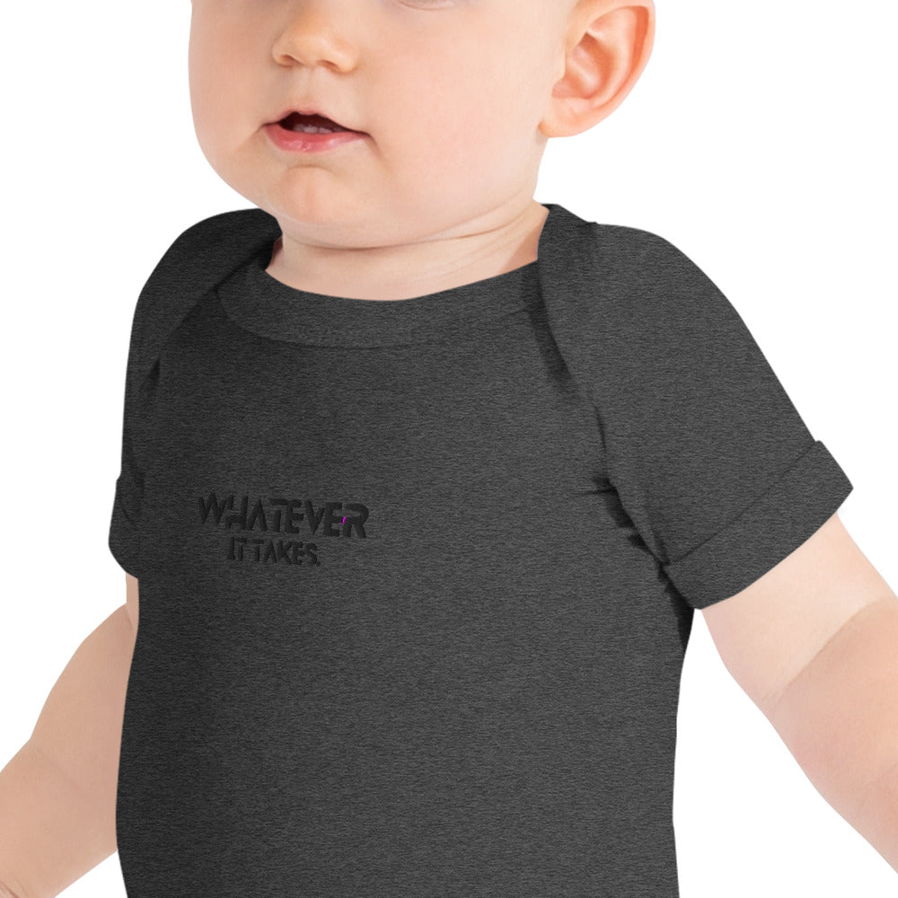 Whatever it takes (front) - black thread - BABY short sleeve one piece