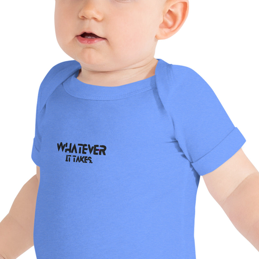 Whatever it takes (front) - black thread - BABY short sleeve one piece