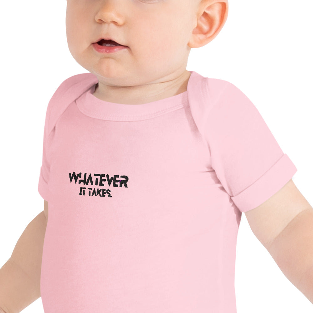 Whatever it takes (front) - black thread - BABY short sleeve one piece