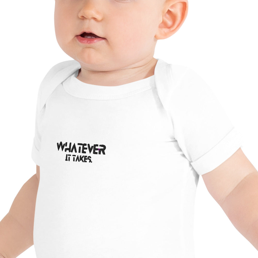 Whatever it takes (front) - black thread - BABY short sleeve one piece