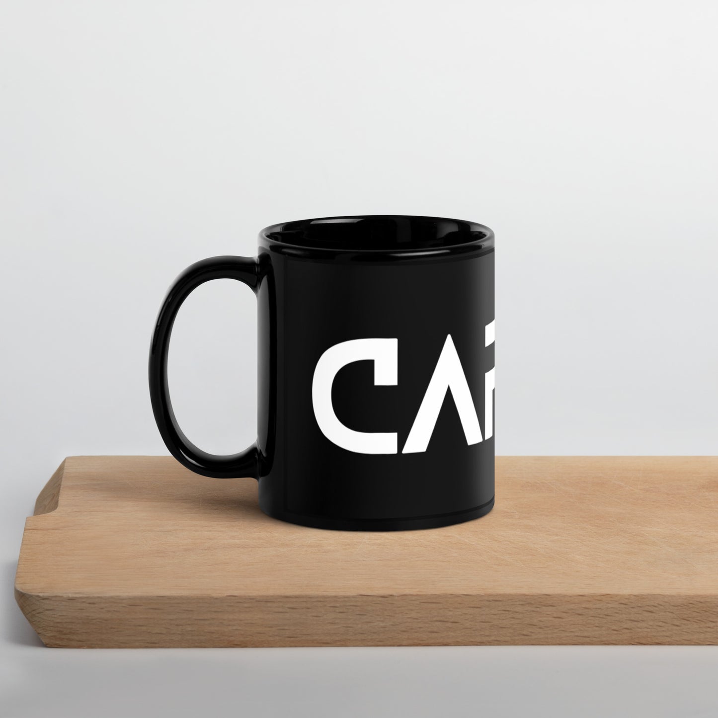 CapSol - white text - Black Glossy Mug