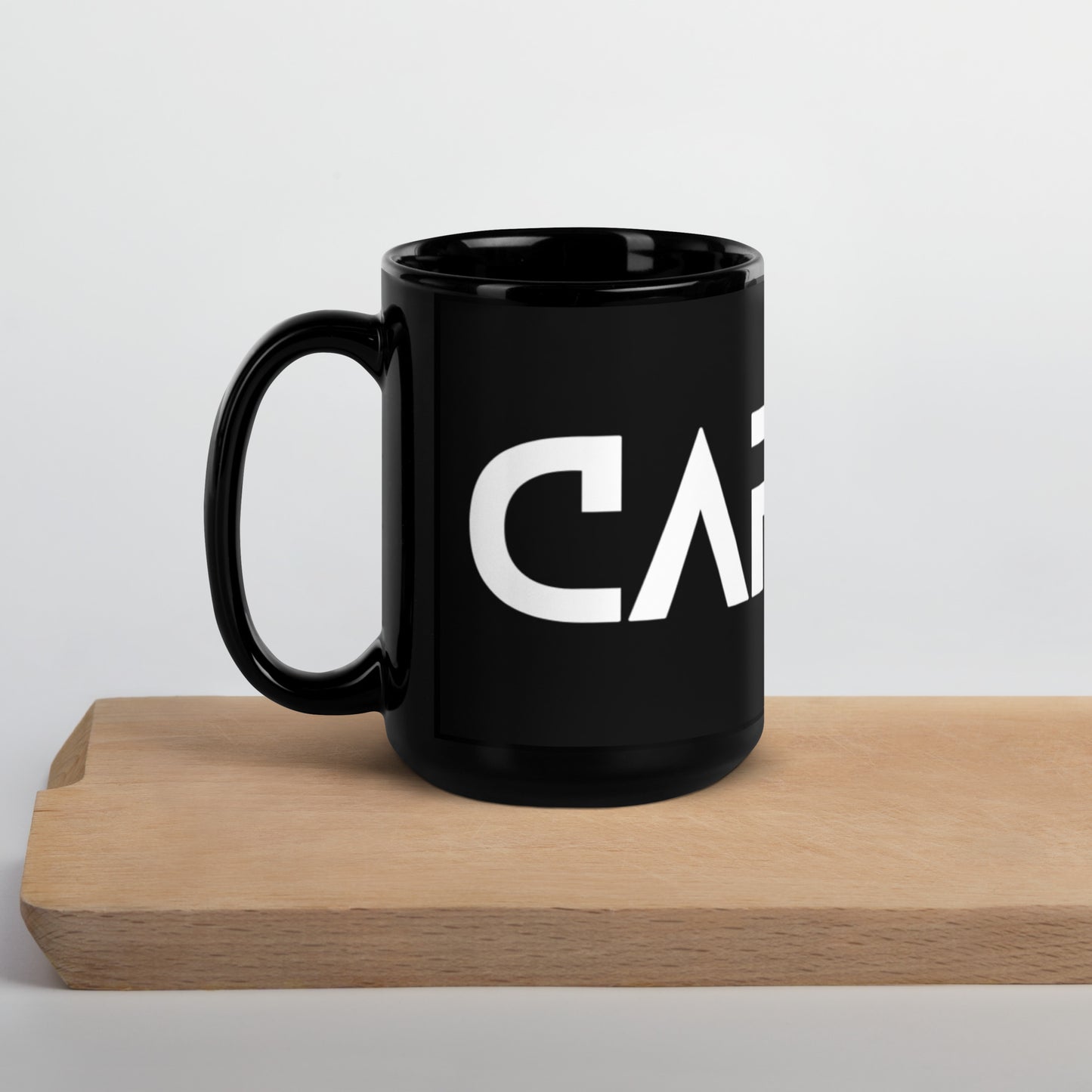 CapSol - white text - Black Glossy Mug