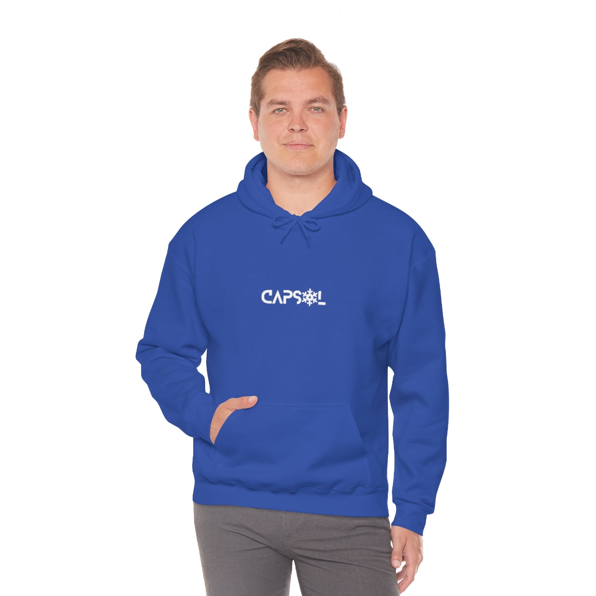 CapSol (front) - white text - SNOWFLAKE - Unisex Heavy Blend™ Hooded Sweatshirt