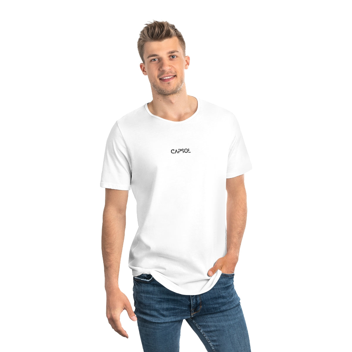 CapSol (front) - white text - Men's Jersey Curved Hem Tee