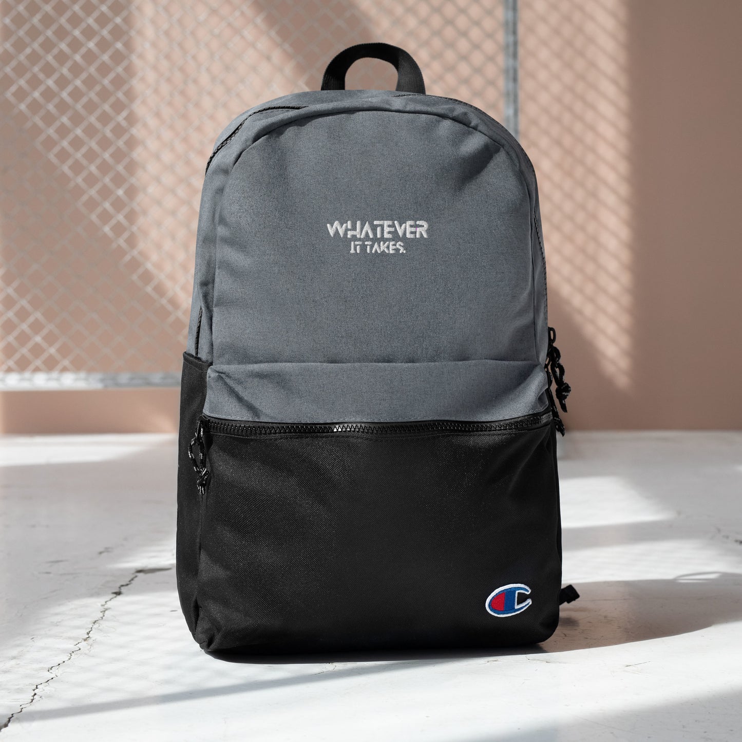 Whatever it takes - white thread - Embroidered CHAMPION Backpack