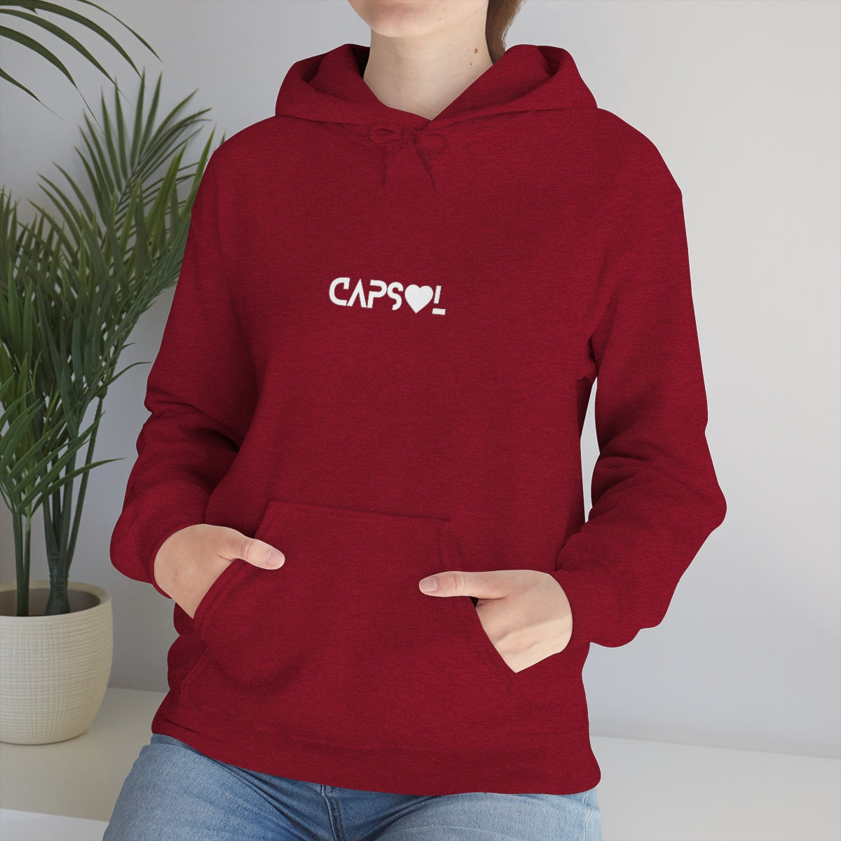 CapSol (front) - white text - VDAY - Unisex Heavy Blend™ Hooded Sweatshirt