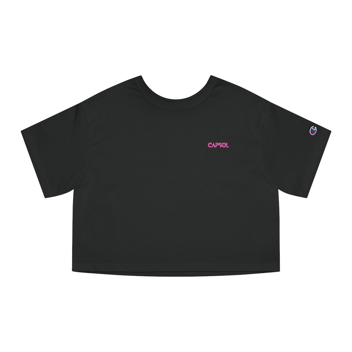 CapSol (front left) - pink text - CHAMPION Women's Heritage Cropped T-Shirt
