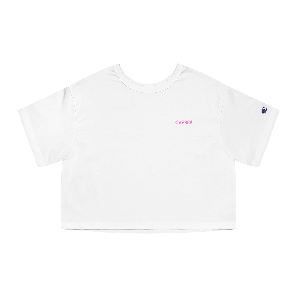 CapSol (front left) - pink text - CHAMPION Women's Heritage Cropped T-Shirt