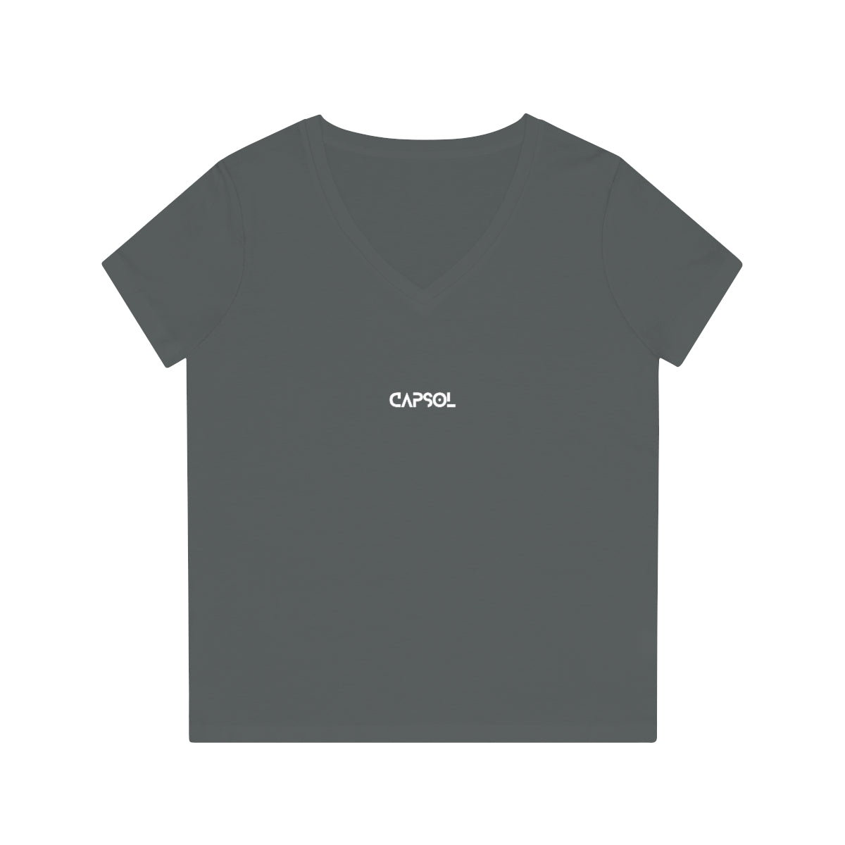 CapSol (front) - white text - Women's Evoker V-Neck T-Shirt