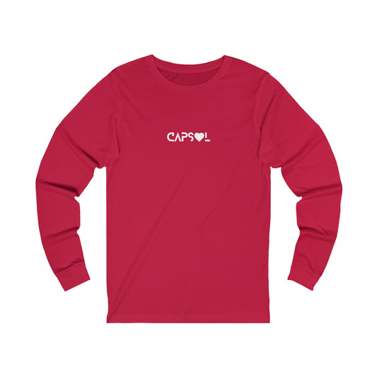 CapSol (front) - white text - VDAY - Unisex Jersey Long Sleeve Tee