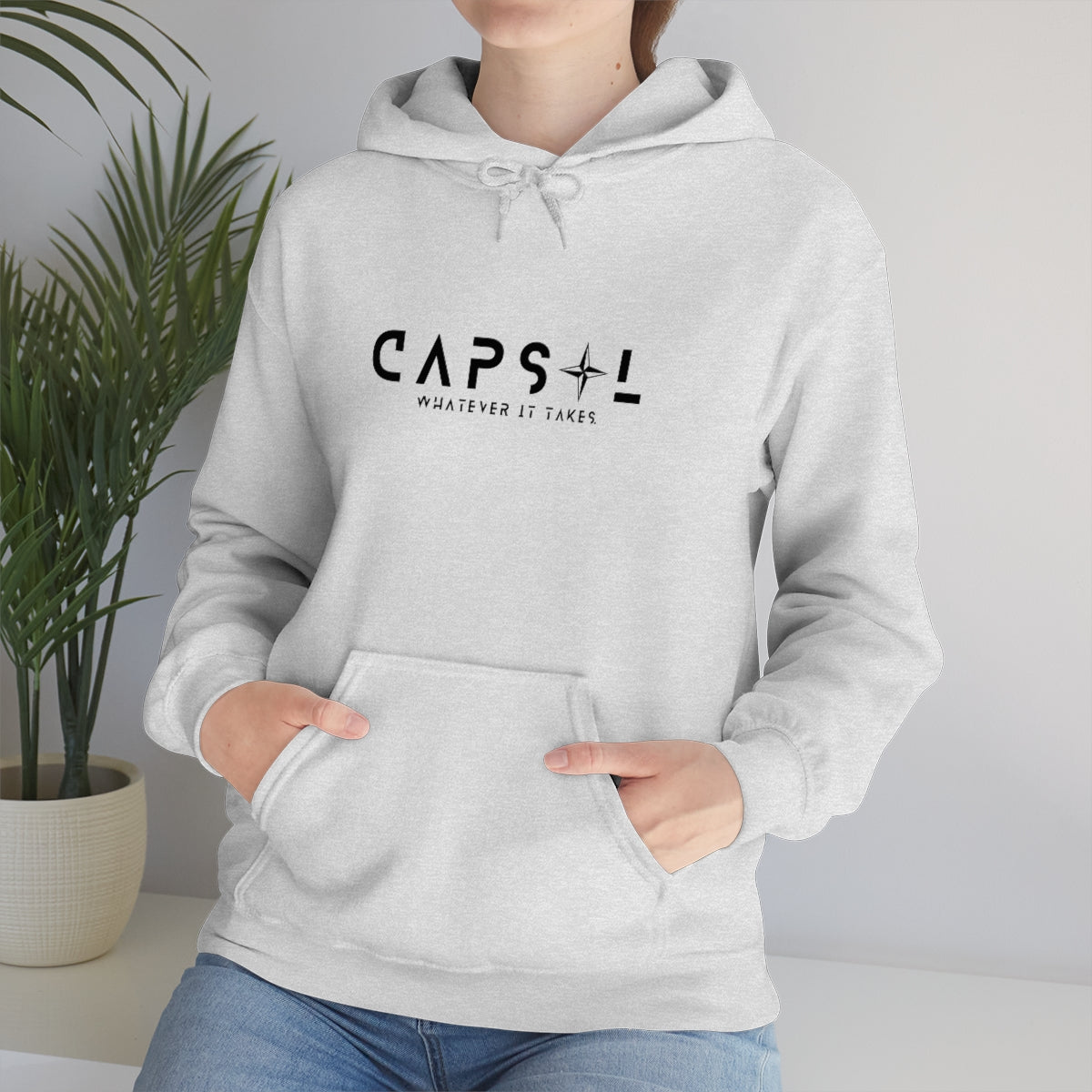 Star - black text - Hooded Sweatshirt