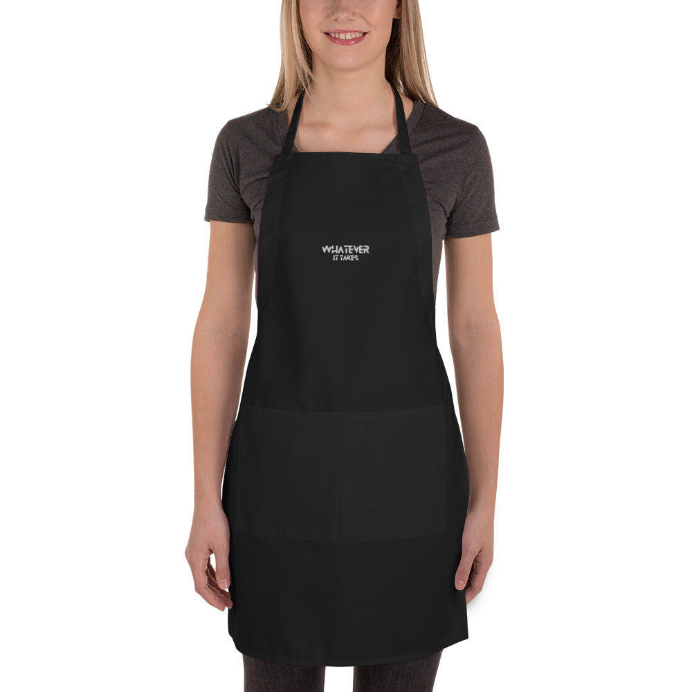 Whatever it takes - white thread - Embroidered Apron