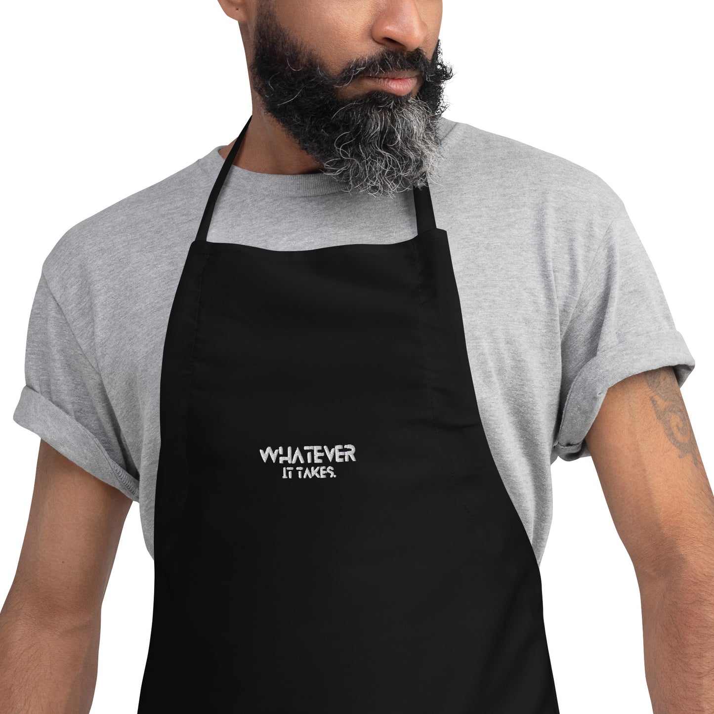 Whatever it takes - white thread - Embroidered Apron