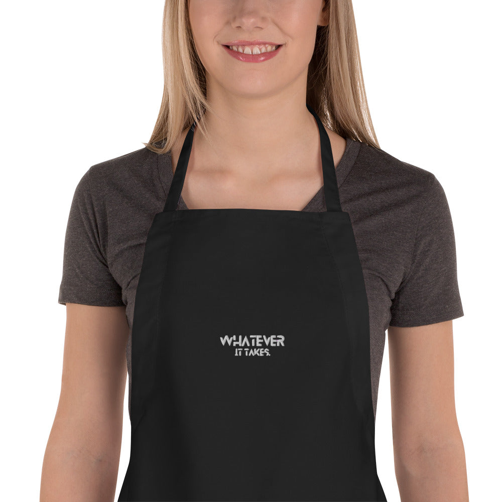 Whatever it takes - white thread - Embroidered Apron