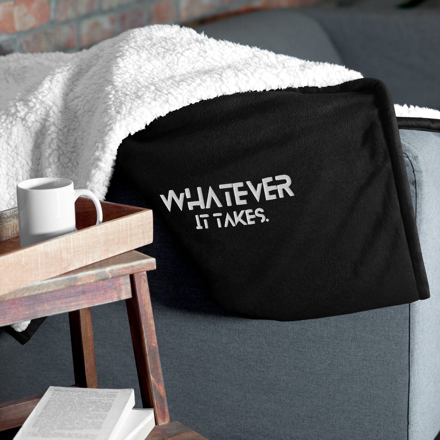 Whatever it takes - white thread - Premium sherpa blanket - PORT AUTHORITY