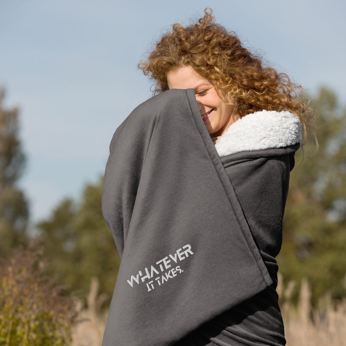 Whatever it takes - white thread - Premium sherpa blanket - PORT AUTHORITY