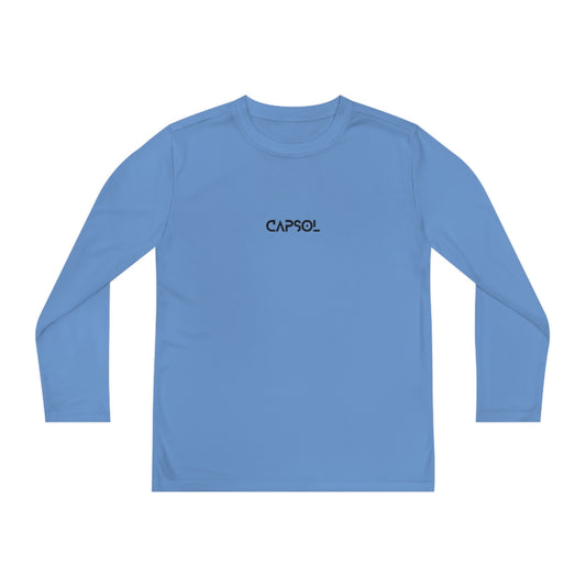 CapSol (front) - b/w text - Youth Long Sleeve Competitor Tee