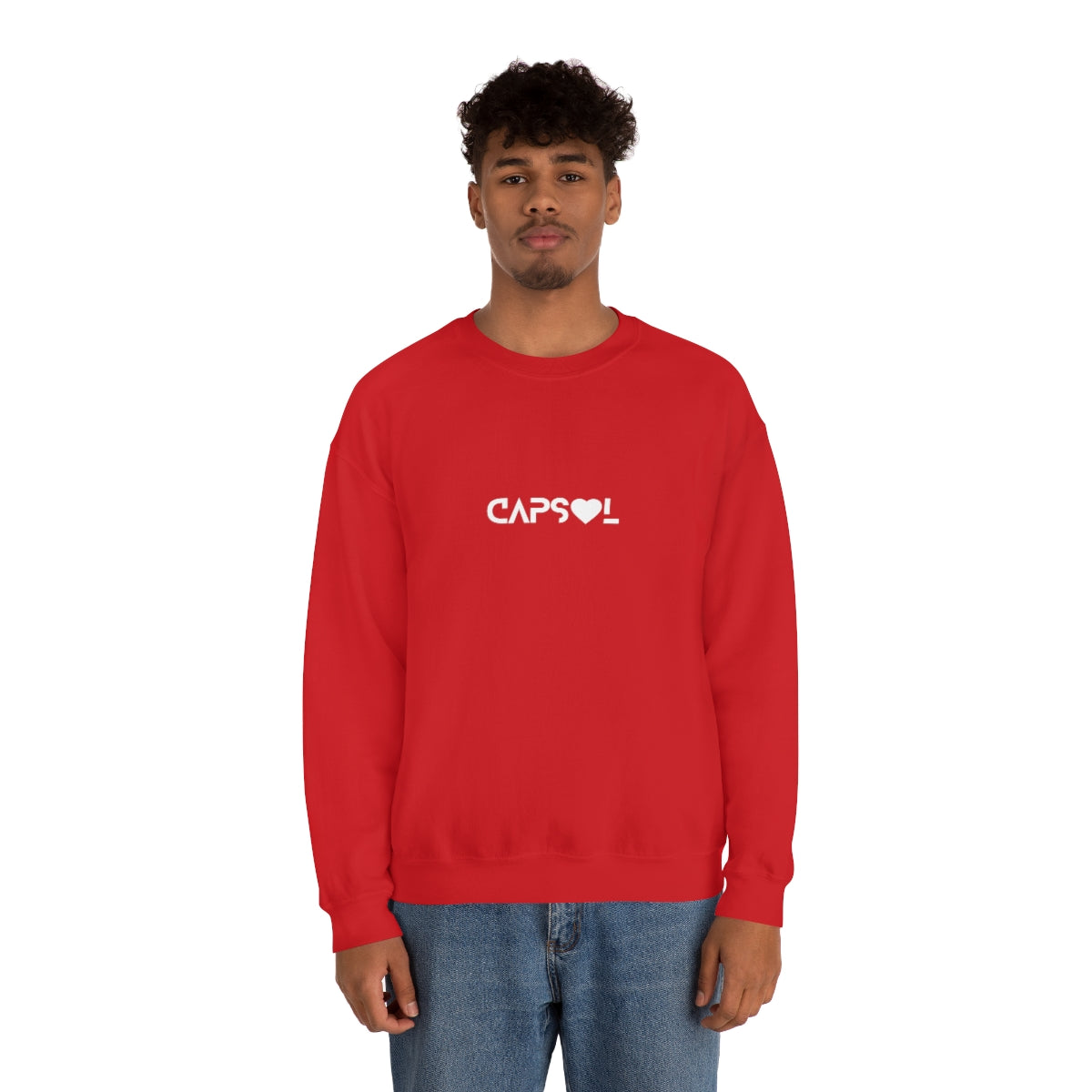 CapSol (front) - white text - VDAY - Unisex Heavy Blend™ Crewneck Sweatshirt