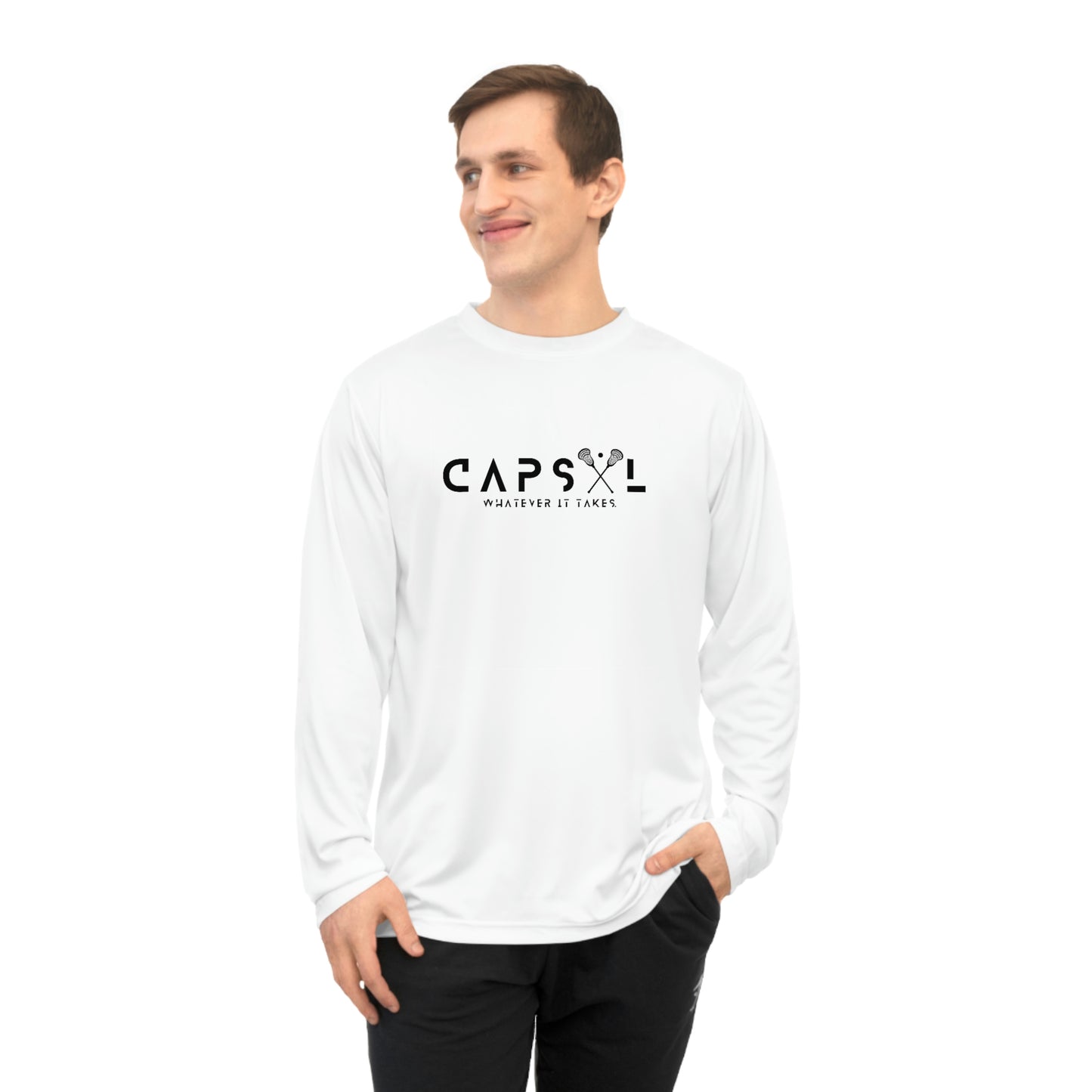 Lacrosse - white text - Performance Long Sleeve Shirt - basic