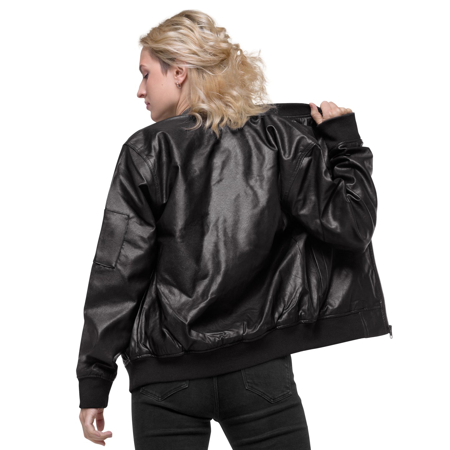 CapSol (front) - black thread - Leather Bomber Jacket (Women's)