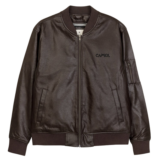 CapSol (front) - black thread - Leather Bomber Jacket