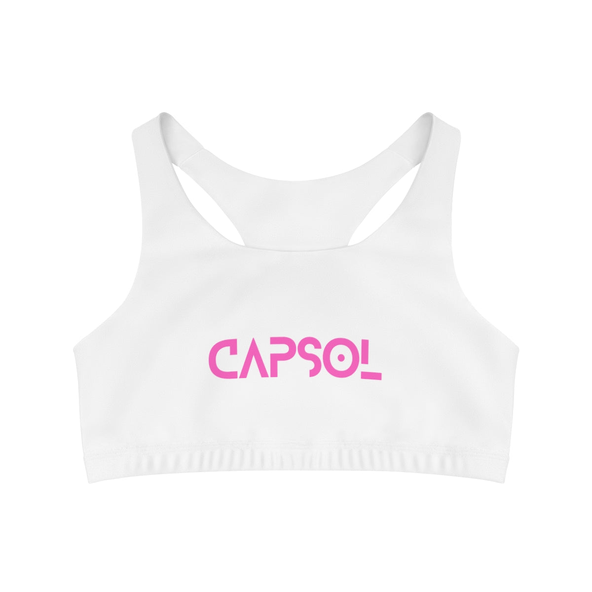 CapSol (front) / Whatever it takes (back) - pink text - Seamless Sports Bra