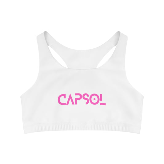 CapSol (front) / Whatever it takes (back) - pink text - Seamless Sports Bra