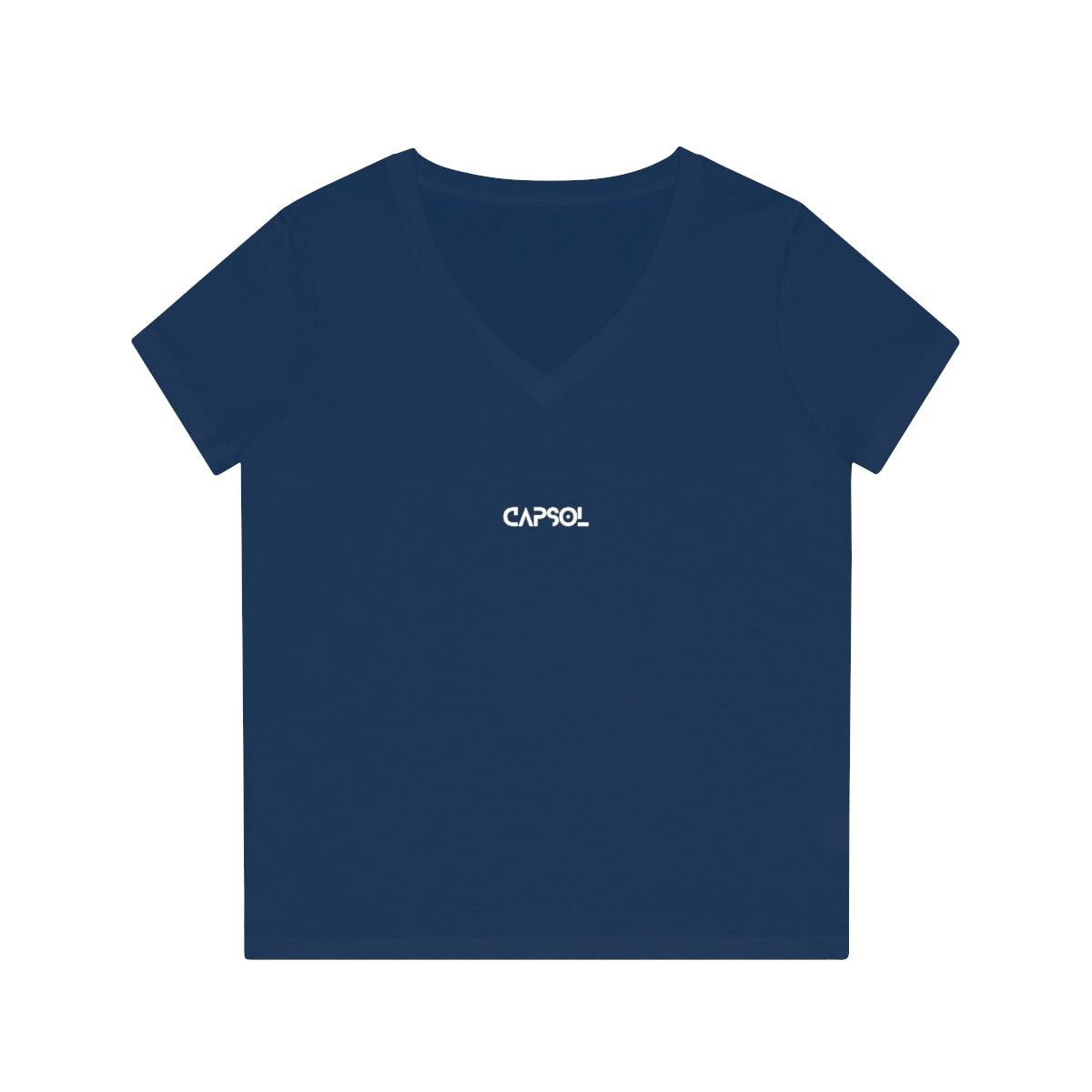 CapSol (front) - white text - Women's Evoker V-Neck T-Shirt