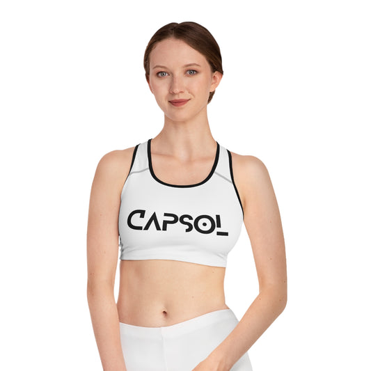 CapSol (front) / Whatever it takes (back) - black text - Sports Bra (AOP)