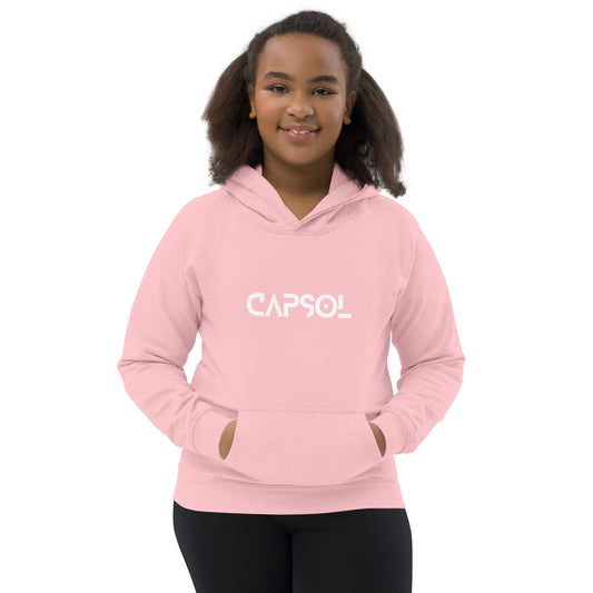 CapSol (front) - white text - Kids Hoodie